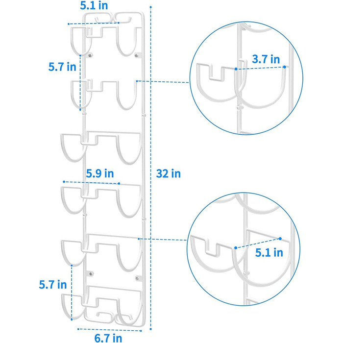 Настінна тримач для рушників з 6 секціями для ванної кімнати, органайзер для рушників та гостей, економія місця, білий