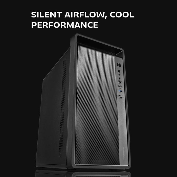 Корпус ПК Tacens SAGITTA20 з LED-дисплеєм, 3 вентилятори 120мм, скло, сітка, USB-C, чорний (2FORTISII)