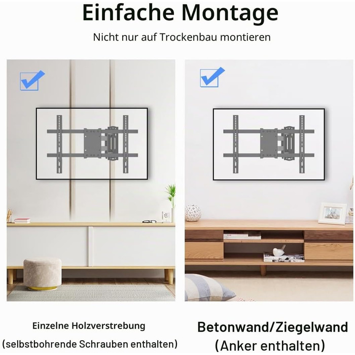 Настінний кронштейн для телевізора suptek 32-75 дюймів, висувний (до 1020 мм), нахил +5°/-10°, поворот ±90°, до 40 кг, для LED, OLED, LCD, Curved TV