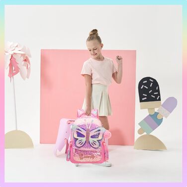 Шкільний рюкзак для дівчаток HTgroce 3 клас. Рожевий рюкзак з метеликом