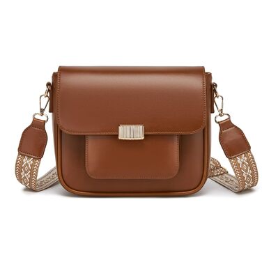 Сумка жіноча Miss Lulu середнього розміру: шкіряна сумка-тоут, крос-боді, вінтажний стиль (коричнева, 2513)