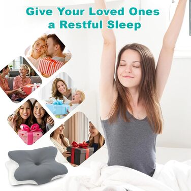 Ортопедична подушка Omtofo з піною з пам'яті для шиї, спини та сну на животі, 63 x 42.5 x 13.8/9 см