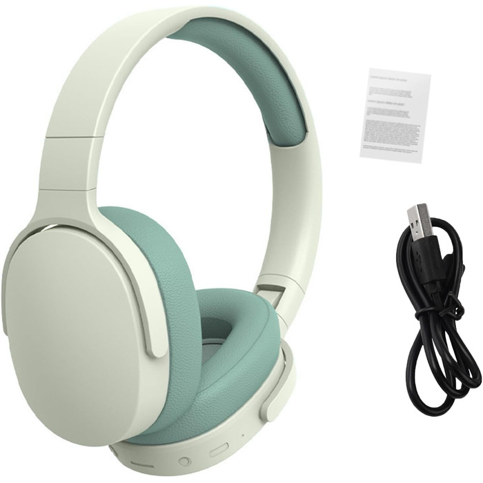 Навушники HiFi Bluetooth з активним шумозаглушенням, складні, з мікрофоном, для спорту та подорожей (зелені)