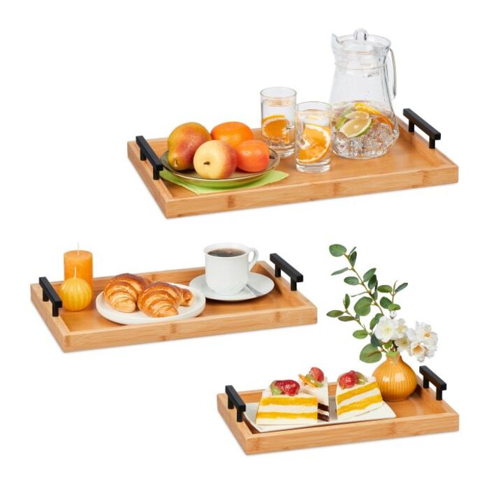 Relaxdays Set of 3 Bamboo Coasters