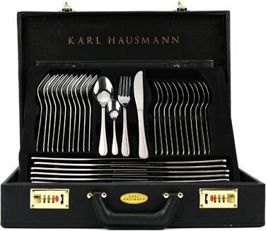 Набір столових приборів Karl Hausmann 72 шт. для 12 осіб - чорний кейс, нержавіюча сталь, придатний для миття в посудомийній машині