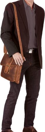 STILORD 'Mattia' Small Crossbody Bag for Men, Genuine Leather Vintage - Shoulder Bag for 10.1 inch Tablets & iPads 9.7 inch - Messenger Bag & Men's Handbag, Color: Kara - Cognac