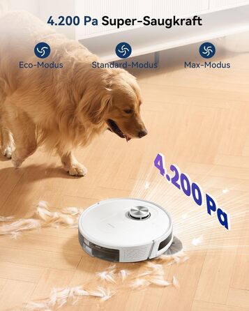 Робот-пилосос Proscenic Q20Plus з функцією миття, 10000Pa, 200 хвилин роботи, бездротова станція, 3-в-1 для прибирання шерсті тварин, килимів та твердих підлог (білий)