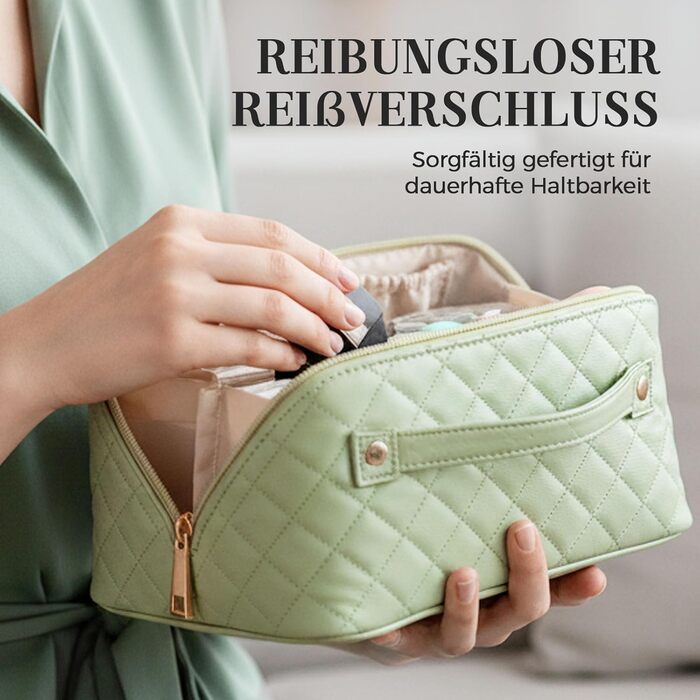 Водонепроникна степкова косметичка для подорожей, чорна, з подвійним замком, з PU-шкіри