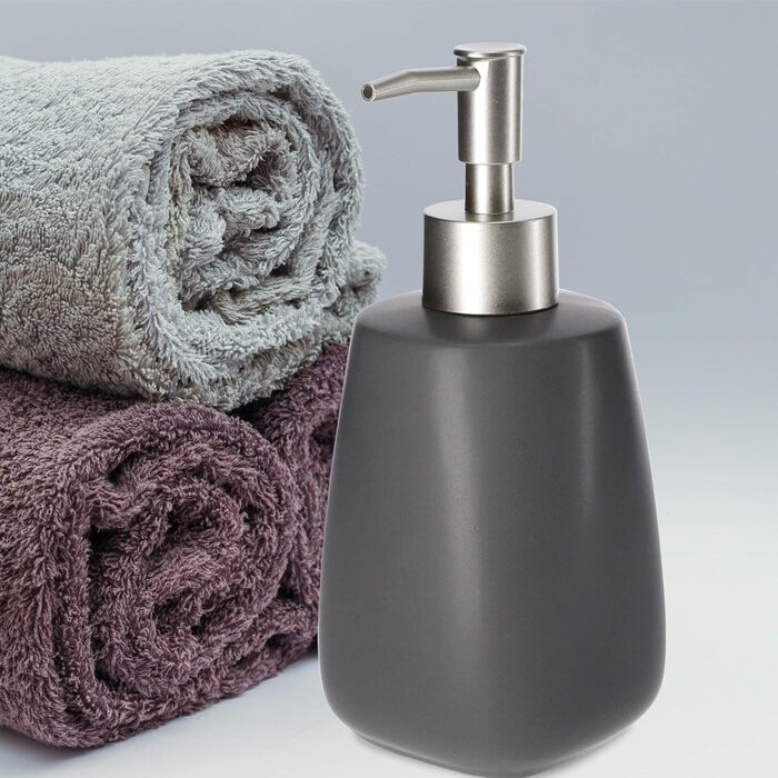 Дозатор для мила KADAX: керамічний диспенсер для мила, рідкого мила, мийного засобу та лосьйонів (антрацит)