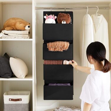 Органайзер для дверей Youdenova з 4 кишенями та 2 гачками, настінна полиця-органайзер для ванної, спальні, дитячої кімнати, чорний