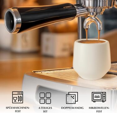 Набір чашок для еспресо Miamio (4 шт., 90 мл) - керамічні чашки без ручки, товстостінні, для мокко, білий колір, Luxe Collection