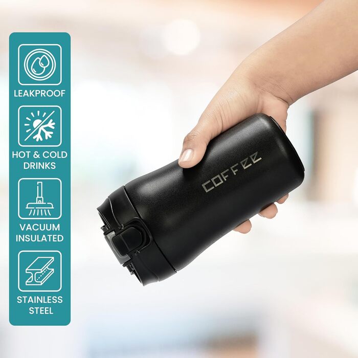 Термокружки Belle Vous 2 шт. з нержавіючої сталі 400 мл - з трубочками та кришками, для гарячих та холодних напоїв