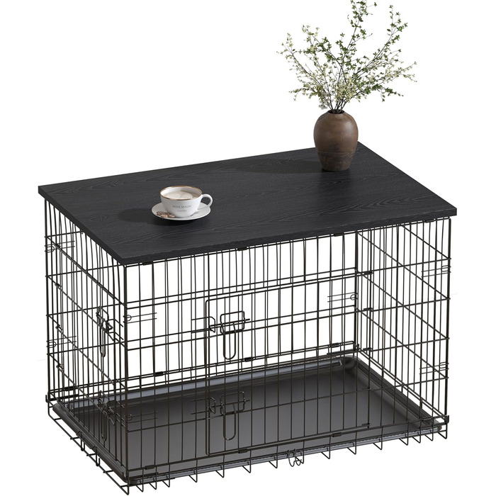 Насадка для собачого вольєра Piskyet, дерев'яна робоча поверхня, чорна, сумісна з вольєрами 76,2 см, 121,9 см, 107,7 см, 91,4 см, 61 см