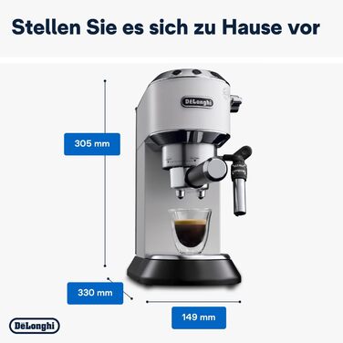 Еспресо-машина De'Longhi Dedica Style EC 685.W - компактна, з професійною капучинатором, для E.S.E. Pads, білий колір