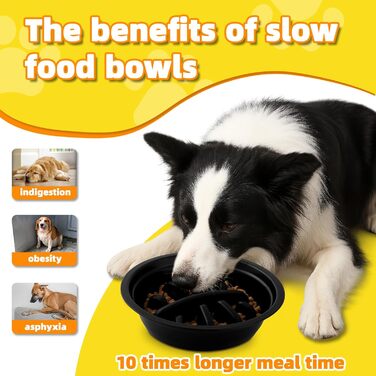 Підвищена годівниця для собак, регульована висота, великі породи - 2 x миска з нержавіючої сталі (1200 мл) + 1 x повільна годівниця (800 мл) - антиковзна станція для годування середніх/великих собак, чорний/сірий колір