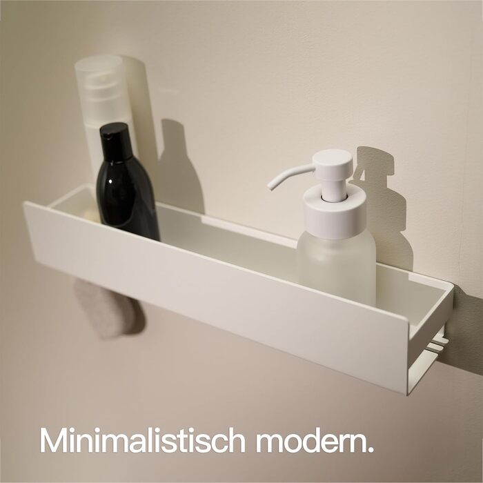 Designfabrik Hamburg Shower Shelf without Drilling | Bathroom Organizer | Shower Shelf without Drilling | Bathroom Shelf | Hanging Shelf | Wall Shelf | Adhesive Shower Basket | Shower Shelf White 42 cm