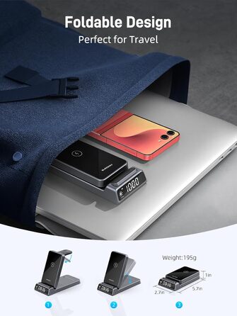 Бездротовий зарядний пристрій 3-в-1 для Samsung Galaxy S26/S25/Z Fold 7/Flip 7/Buds 3/2, Watch 8/7/6/5 Pro - сірий