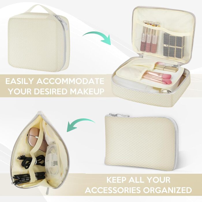 Органайзер для валізи Avmvnvc, набір з 10 штук: пакувальні куби для одягу, компресійні мішечки, органайзер для подорожей з косметичкою, для рюкзака та валізи, чорний (бежевий)