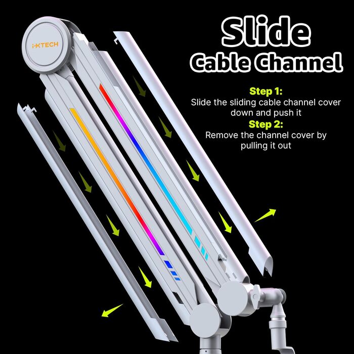 Кріплення для мікрофона IXTECH RGB Boom Arm - регульований тримач для стрімінгу, геймінгу та запису