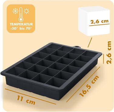 Форми для льоду Blumtal Silikon 2x24 - з кришкою, 2.6 см, BPA Free, чорно-синій