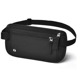 Чоловіча/Жіноча поясна сумка DiULi, чорна, з двома блискавками та регульованими ремінцями для спорту, подорожей та активного відпочинку