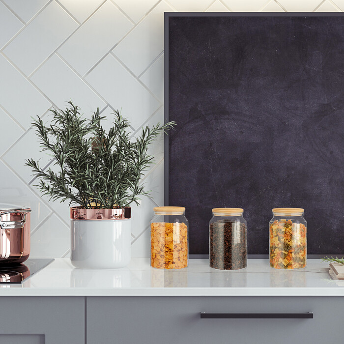 Relaxdays Set of 3 Storage Jars with Lid, 1500 ml