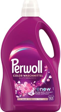 Рідкий засіб для прання Perwoll Renew Blütenrausch для кольорового та білого одягу, квітковий аромат, 2.6 л (на 50 прань)