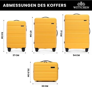 Набір валіз WITTCHEN COMODO Line: 4 шт. з ABS, телескопічний ручка, TSA-замок, 4 колеса, жовтий