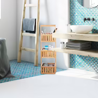 Relaxdays Bamboo Bath Shelf with 3 Shelves