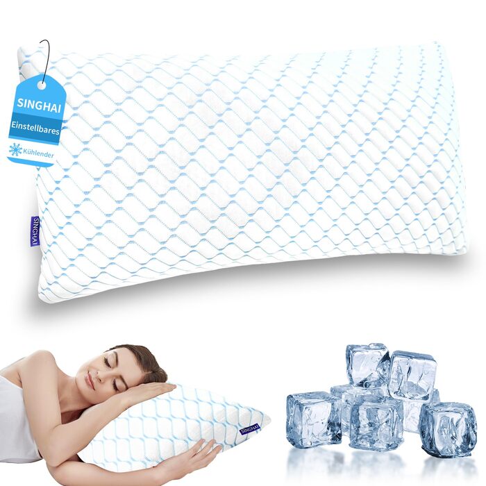 Подушка з піни Memory Foam Blaue Welle 40x80 см: Охолоджуюча ортопедична подушка для сну на боку