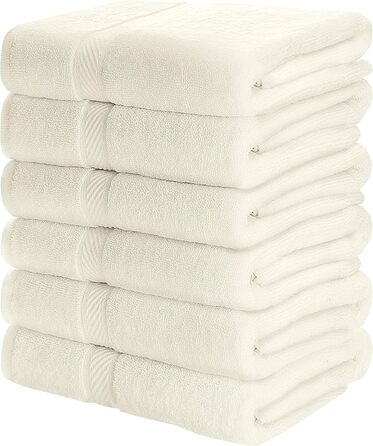 Набір рушників Utopia Towels 6 шт, 100% бавовна, 61x122 см, преміум-якість, високопоглинаючі, для готелю, спа та ванної, кремові