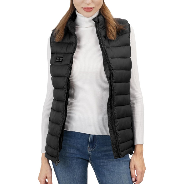 Loowoko Обогреваемая жилетка для женщин с Powerbank 10000mAh, Легкая термо-жилетка, 3 температурні режими + 4 зони обігріву, Працює від акумулятора, Можна прати, Для роботи на вулиці, Мотоцикл, Прогулянки та вигул собак