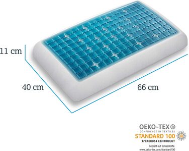 Ортопедична подушка для шиї Technogel Deluxe, гелевий наповнювач, сертифікована, безпечна, для спини і боку, з наволочкою, 66x40x11 см