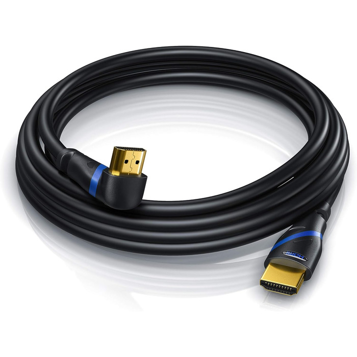 HDMI кабель 8K 2.1 з кутовим конектором 90° - 3 метри - підтримка 8K@60Hz, DSC, eARC, VRR, Dolby Vision, HDR-10+