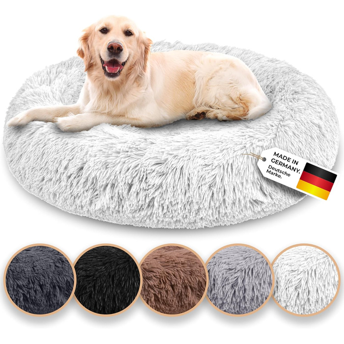 Belune® Лежанка для собак [знімний, пральний чохол] - Оригінал - [L, 100 см] Корзина для собак, ліжко для котів, лежанка для собак, лежанка для собак, пухнаста лежанка для великих, середніх та маленьких собак (XL (120 см), Білий)