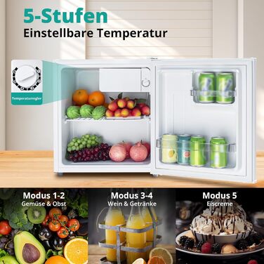 Міні-холодильник SMETA 48L з морозильною камерою, 230V. Тихий настільний холодильник для офісу, кемпінгу, спальні та готелю. Регульований термостат, 39dB, 0-10℃