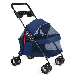 Візок для собак 2в1 до 15 кг, сумка-переноска, блакитний. З гальмом та підстаканниками