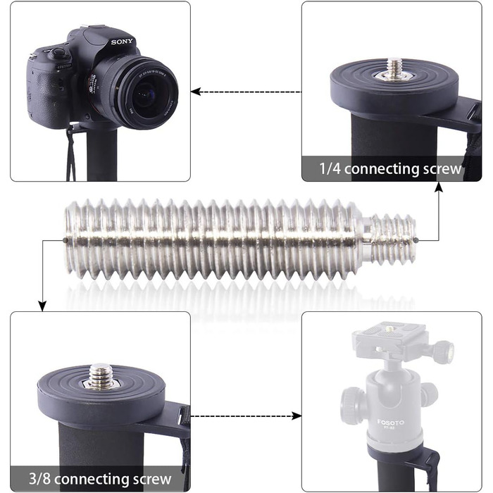 Штатив для камери FOSOTO з алюмінію, 5 секцій, 165 см, чорний + синій (сумісний з Canon, Nikon, Sony, Panasonic, DSLR)