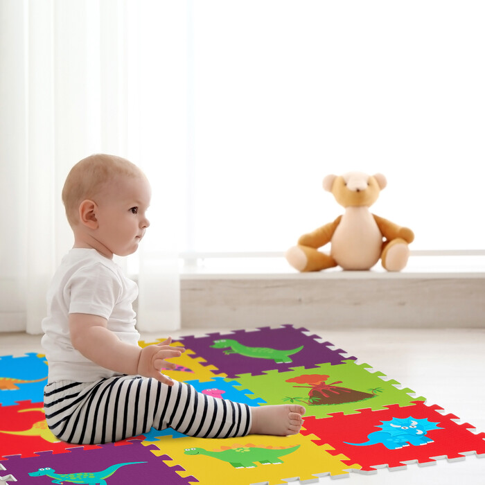Relaxdays Dinosaur Puzzle Mat - Colorful