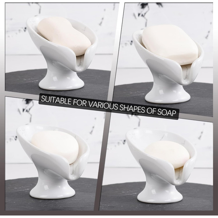 Підставка для мила з автоматичним зливом, без присосок, ANTIS'S HOME, кераміка, мармур, порцеляна, блакитна