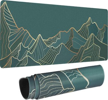 Килимок для миші HAUTOCO Gaming XXL 800x300 мм, чорний, з абстрактним дизайном гори, антиковзаюча гума, для комп'ютера