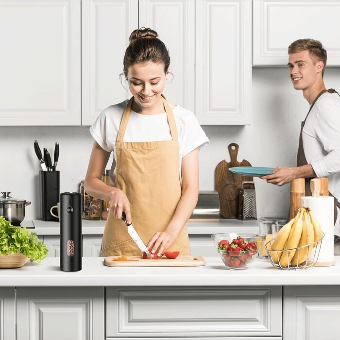 Електричні мельниці для солі та перцю MERTTURM (2 шт.) з підставкою, USB-зарядка, автоматичний дозатор, регулювання помелу, великий об'єм