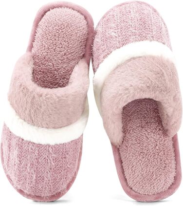 Тапочки домішки жіночі чоловічі зимові - м'які з Memory Foam, теплі та з антиковзаючою підошвою для холодних днів. Зручні та елегантні сліпони як стильний подарунок. Рожеві, 38/39 EU