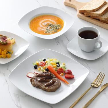 MALACASA, Julia Series, Dessert Plates Set of 6, 16.7cm Dinner Plates Porcelain, Cake Plates for 6 People.