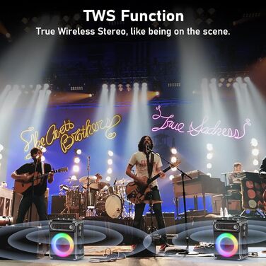 Караоке-машина JYX з 2 UHF-мікрофонами, Bluetooth-колонка з регулюванням басів/високих частот, пульт дистанційного керування та LED-підсвічуванням, підтримка TF-карт/USB, AUX IN, FM, REC, чорний колір