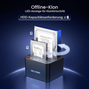 Док-станція для HDD/SSD USB 3.0 на 2 слоти, для 2.5