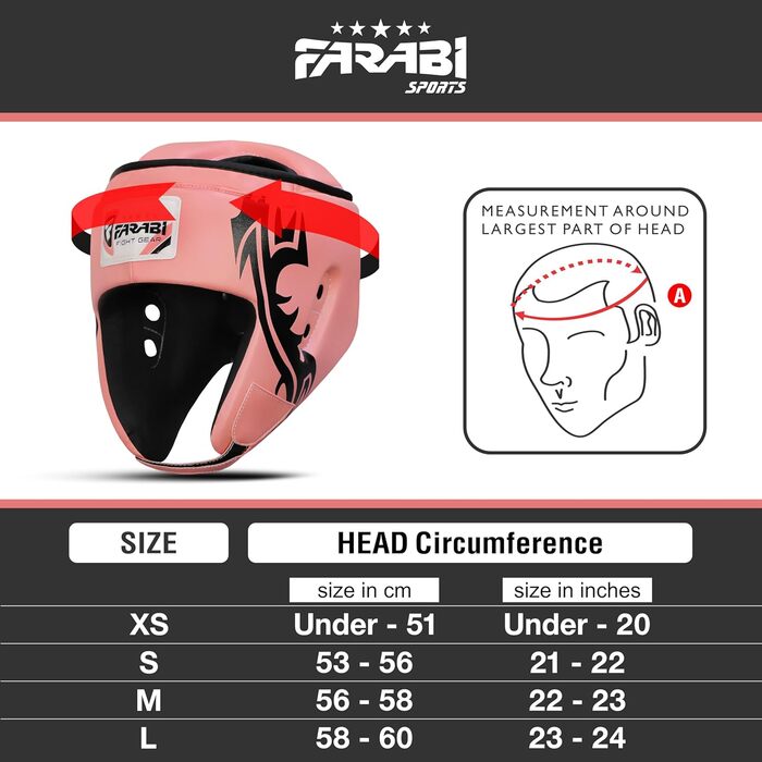 Farabi Boxing Head Guard - Martial Arts Face Protector for MMA, Muay Thai, Kickboxing, Karate, Taekwondo, BJJ - Pink, Medium