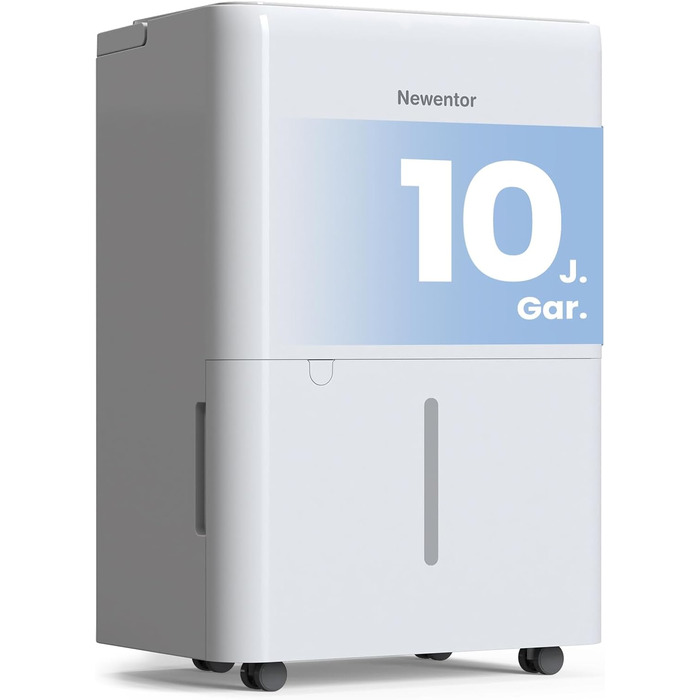 Електричний осушувач повітря Newentor 12L: для підвалу, дому, 35dB, таймер, фільтр, шланг 1м, 10 років гарантії, 12л/день