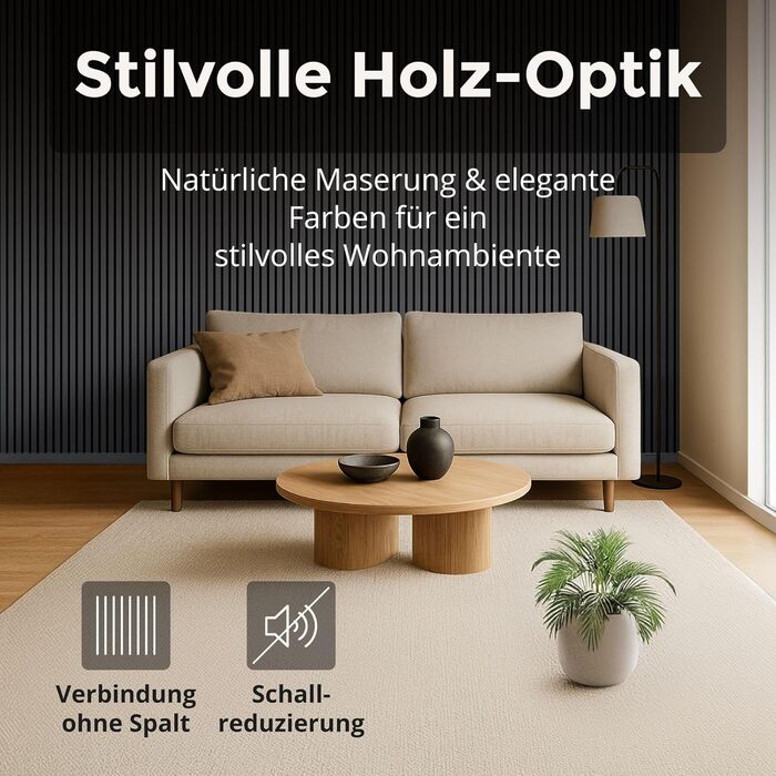 Акустичні панелі з дерева для стін 60x60 см, набір 4 шт, шумоізоляційні стінові панелі з ламелями, колір дуб чорний