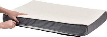 Ортопедичне ліжко для собак Juskys Milow, 76x51 см - м'яке та стабільне, знімний та пральний чохол - подушка для собак, килимок для маленьких собак - сірий (81 x 112 x 8 см, бежевий)